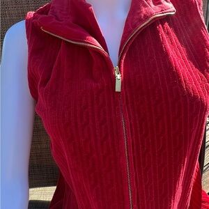 Charter Club Red Vest with Gold Zipper. Size M.